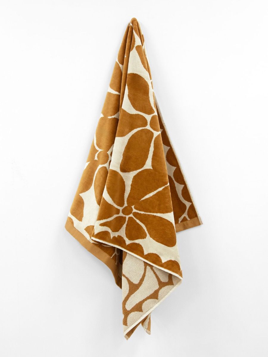 Palma Petal Australian Cotton Beach Towel in Bronze/Sand-Soft Furnishings-Aura Home-The Bay Room