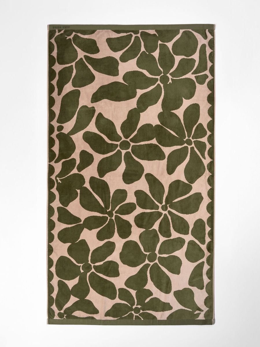 Palma Petal Australian Cotton Beach Towel in Caper/Shell-Soft Furnishings-Aura Home-The Bay Room