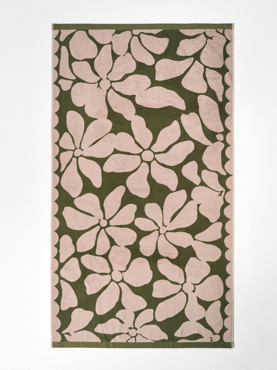 Palma Petal Australian Cotton Beach Towel in Caper/Shell-Soft Furnishings-Aura Home-The Bay Room
