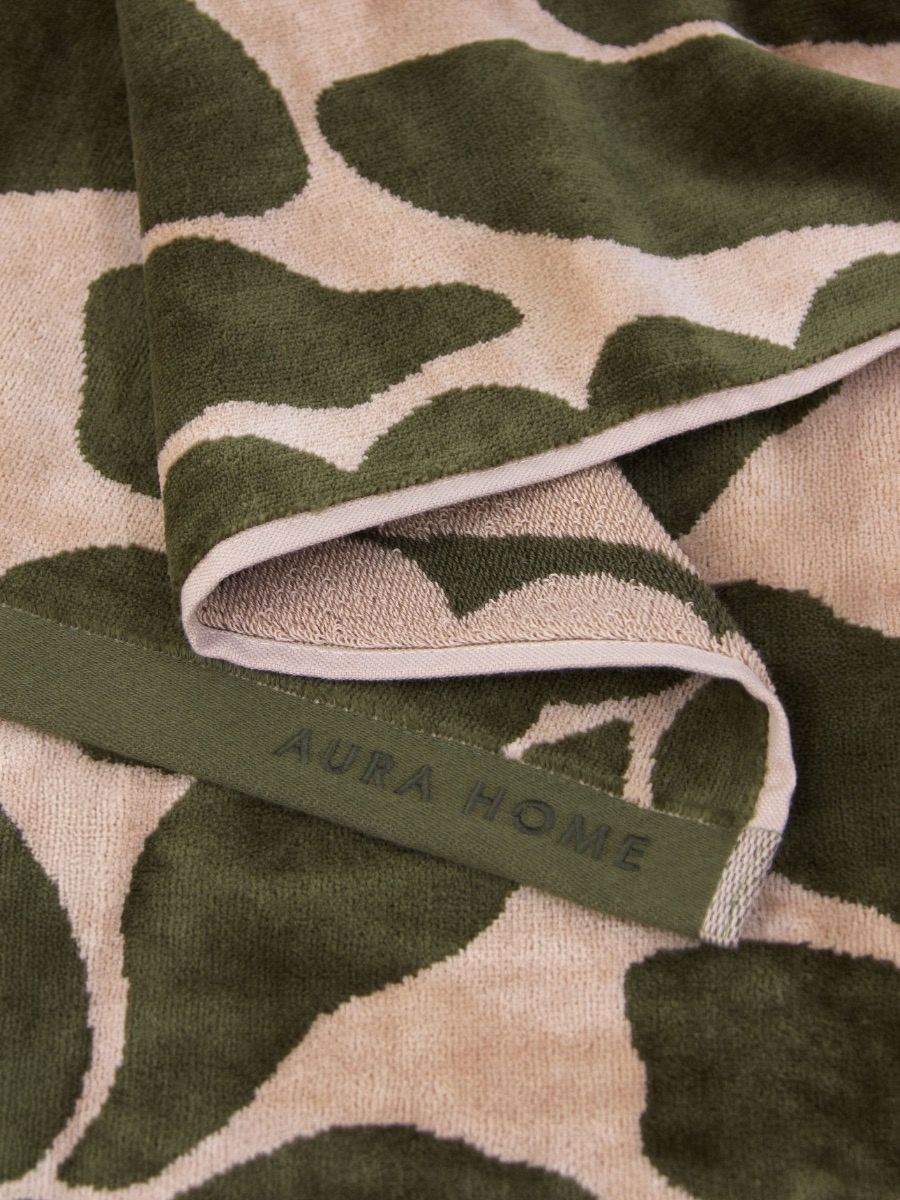 Palma Petal Australian Cotton Beach Towel in Caper/Shell-Soft Furnishings-Aura Home-The Bay Room