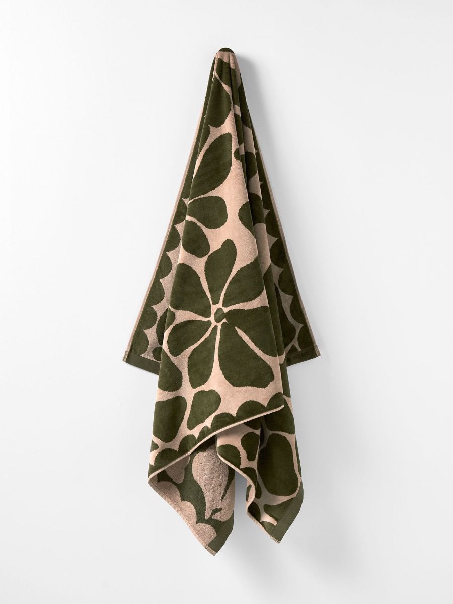 Palma Petal Australian Cotton Beach Towel in Caper/Shell-Soft Furnishings-Aura Home-The Bay Room