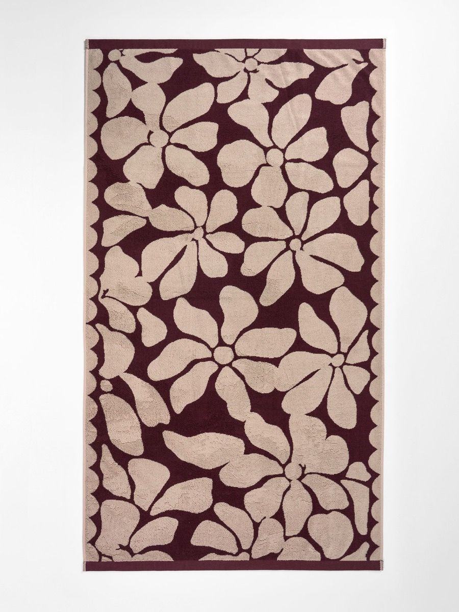 Palma Petal Australian Cotton Beach Towel in Mulberry/Shell-Soft Furnishings-Aura Home-The Bay Room