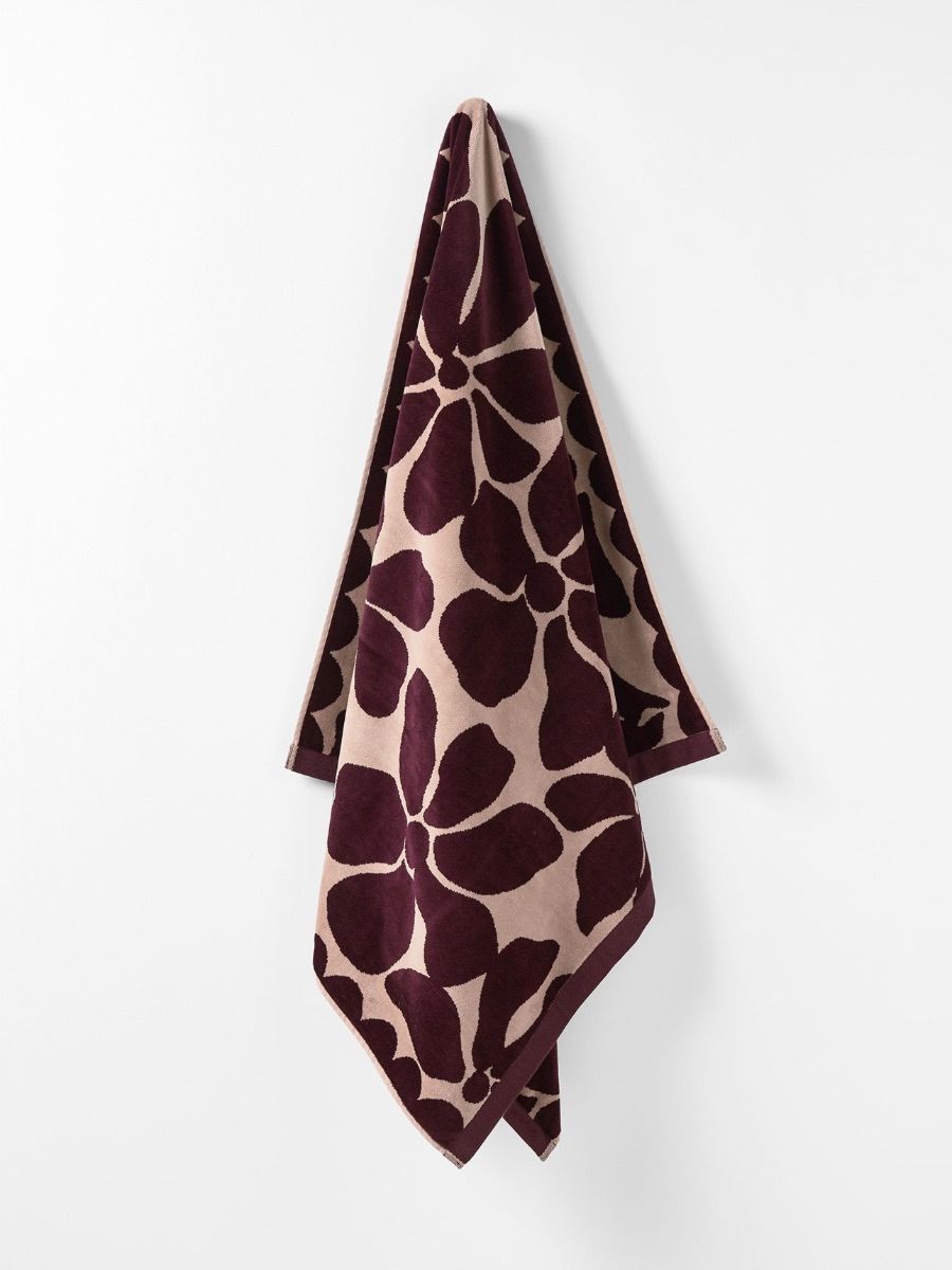 Palma Petal Australian Cotton Beach Towel in Mulberry/Shell-Soft Furnishings-Aura Home-The Bay Room