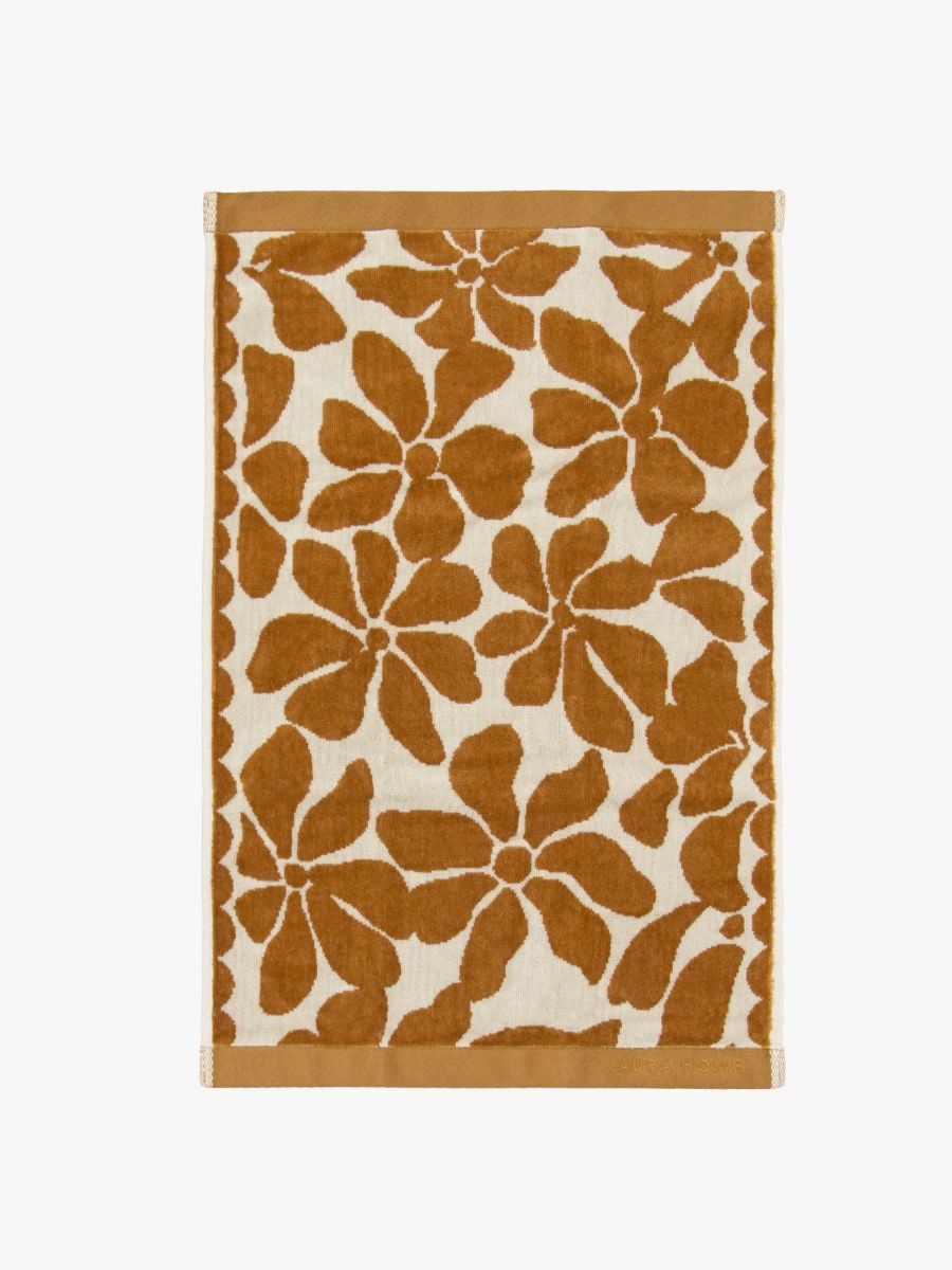 Palma Petal Australian Cotton Hand Towel in Bronze/Sand-Soft Furnishings-Aura Home-The Bay Room
