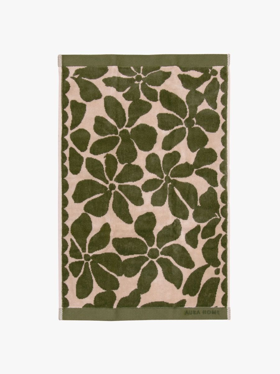 Palma Petal Australian Cotton Hand Towel in Caper/Shell-Soft Furnishings-Aura Home-The Bay Room