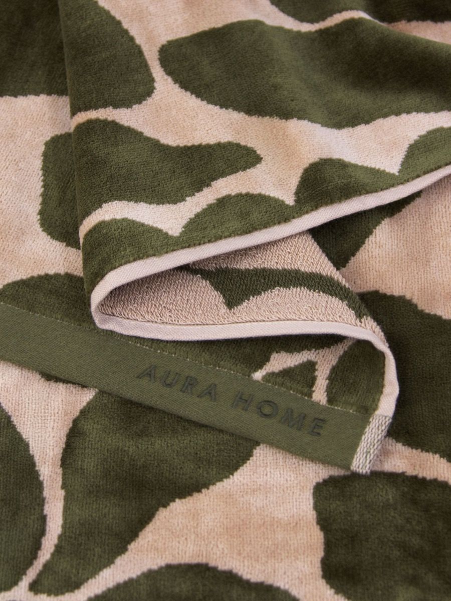 Palma Petal Australian Cotton Hand Towel in Caper/Shell-Soft Furnishings-Aura Home-The Bay Room