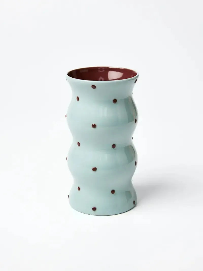Palma Vase Blue Brown Dotty-Pots, Planters & Vases-Jones & Co-The Bay Room