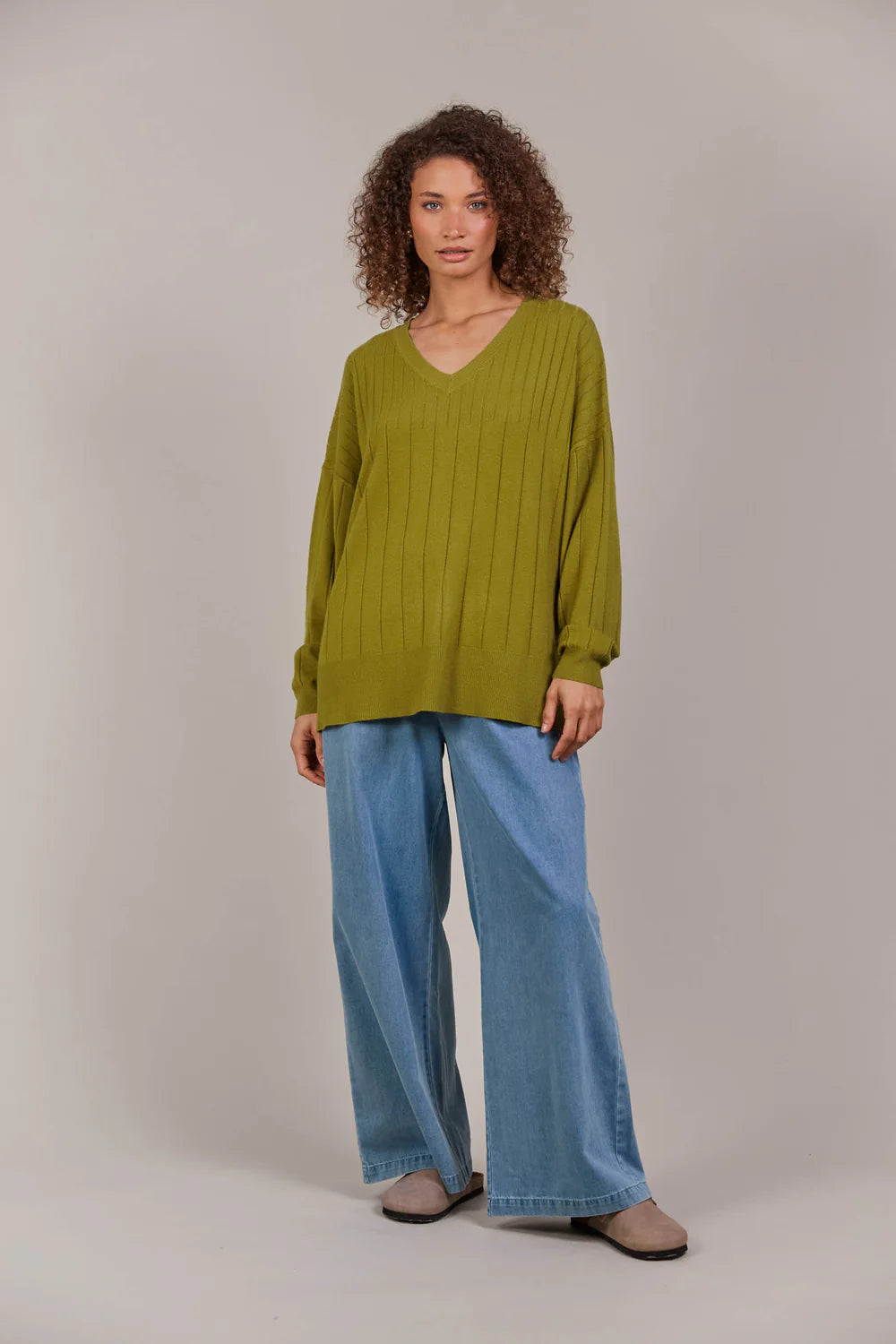 Palmer Relaxed Knit - Chartreuse-Knitwear & Jumpers-Eb & Ive-The Bay Room