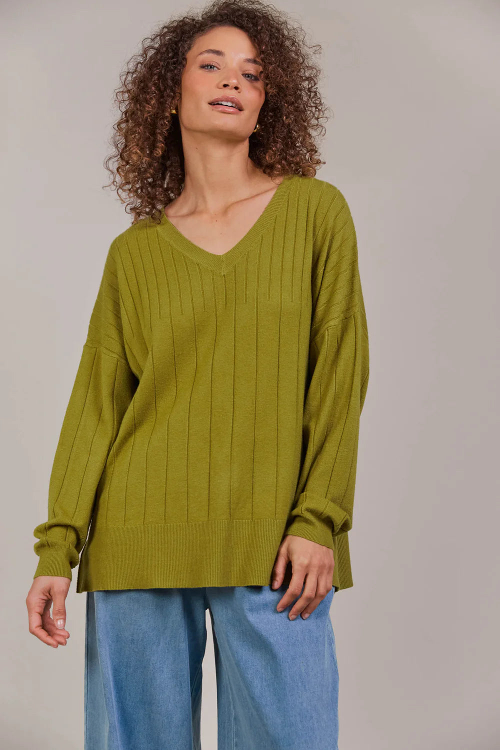 Palmer Relaxed Knit - Chartreuse-Knitwear & Jumpers-Eb & Ive-The Bay Room