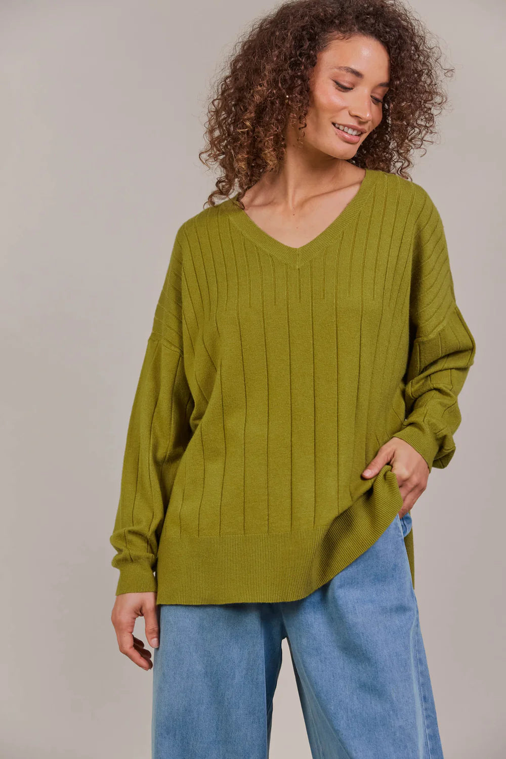 Palmer Relaxed Knit - Chartreuse-Knitwear & Jumpers-Eb & Ive-The Bay Room