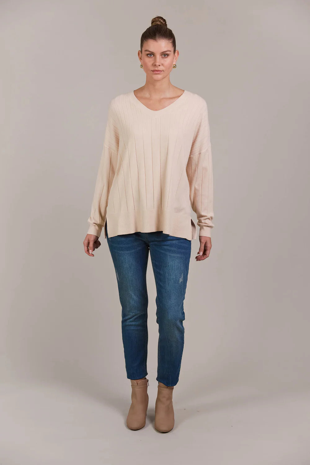 Palmer Relaxed Knit - Ecru-Knitwear & Jumpers-Eb & Ive-The Bay Room