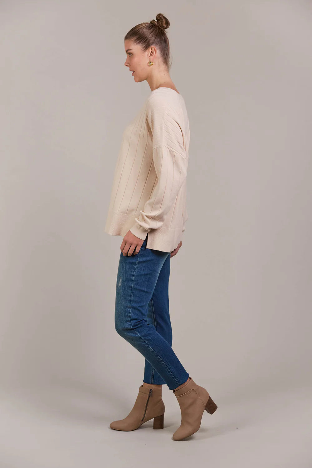 Palmer Relaxed Knit - Ecru-Knitwear & Jumpers-Eb & Ive-The Bay Room