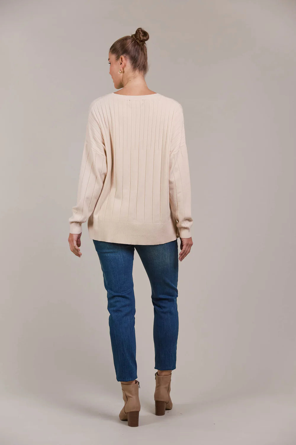 Palmer Relaxed Knit - Ecru-Knitwear & Jumpers-Eb & Ive-The Bay Room