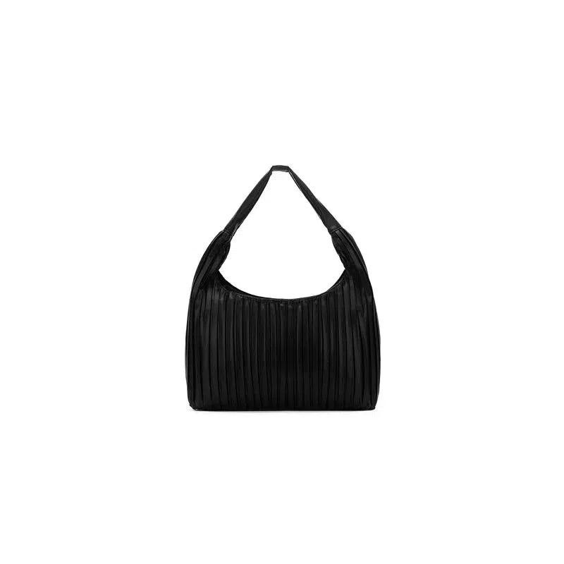 Paloma Black 2 Piece Pleat Hobo Handbag-Bags & Clutches-Black Caviar Designs-The Bay Room