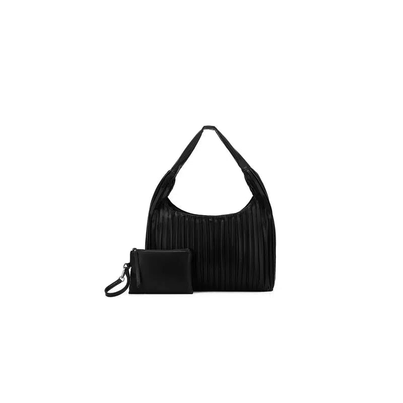 Paloma Black 2 Piece Pleat Hobo Handbag-Bags & Clutches-Black Caviar Designs-The Bay Room