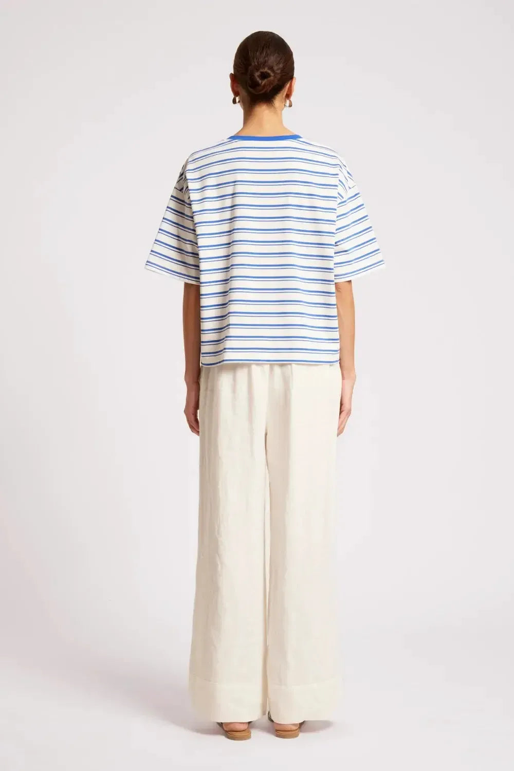 Paloma Striped Tshirt - Azure/White-Tops-Eb & Ive-The Bay Room