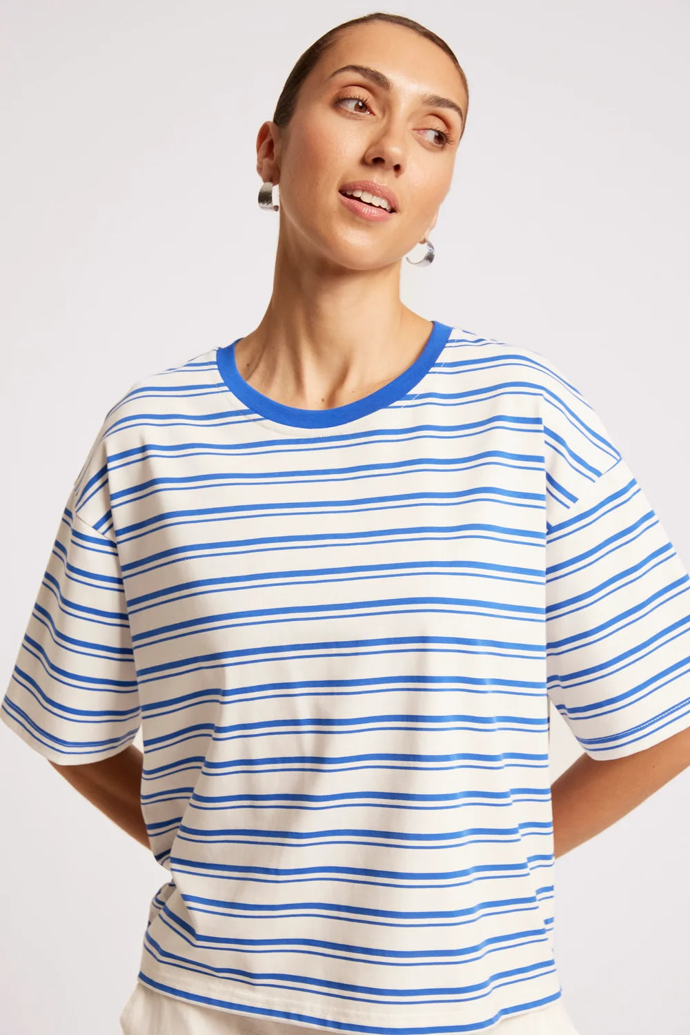 Paloma Striped Tshirt - Azure/White-Tops-Eb & Ive-The Bay Room