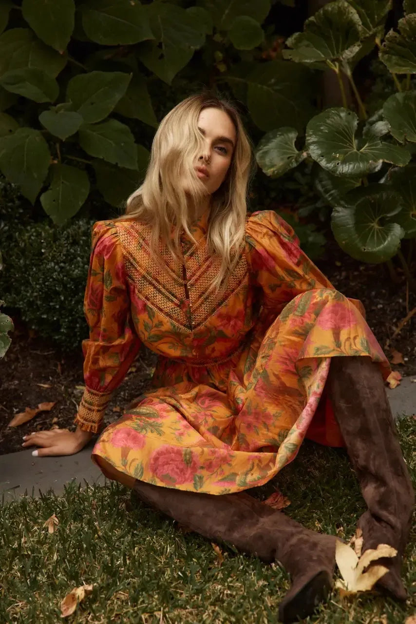Panama Dress - Orange Floral-Dresses-Fate + Becker-The Bay Room