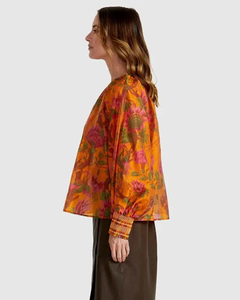 Panama Top - Orange Floral-Tops-Fate + Becker-The Bay Room