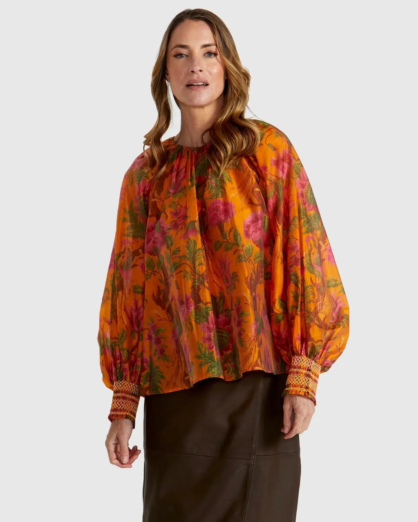 Panama Top - Orange Floral-Tops-Fate + Becker-The Bay Room