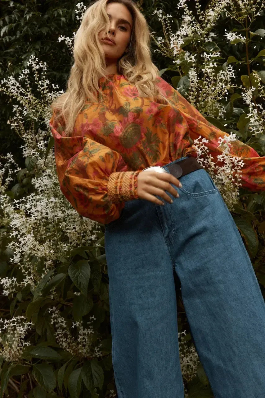Panama Top - Orange Floral-Tops-Fate + Becker-The Bay Room
