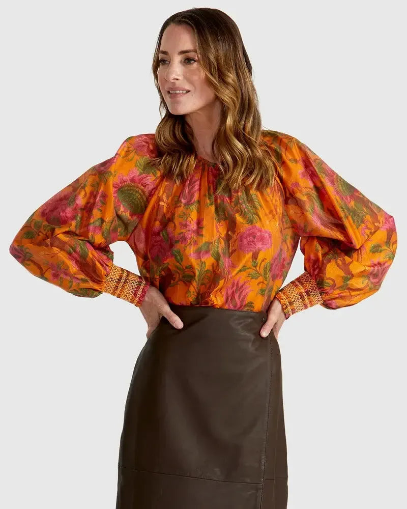 Panama Top - Orange Floral-Tops-Fate + Becker-The Bay Room