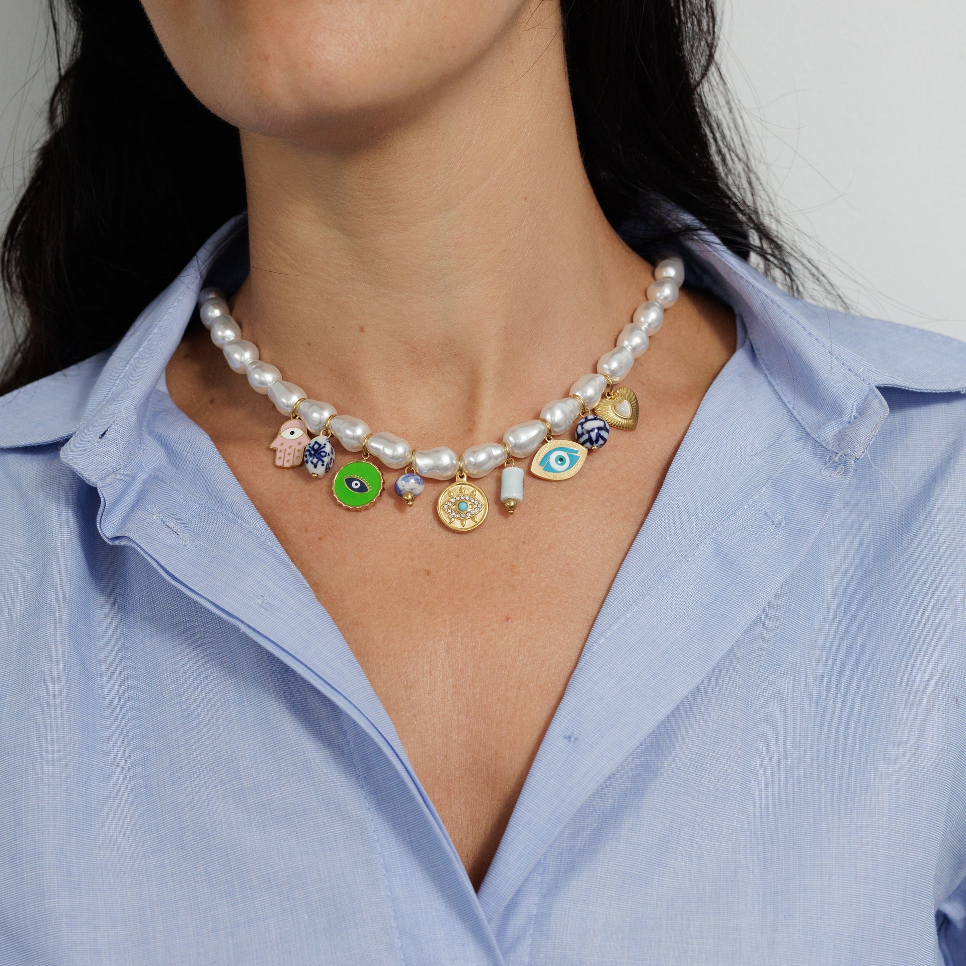 Pearl Multi Charm Necklace-Jewellery-Zoda-The Bay Room