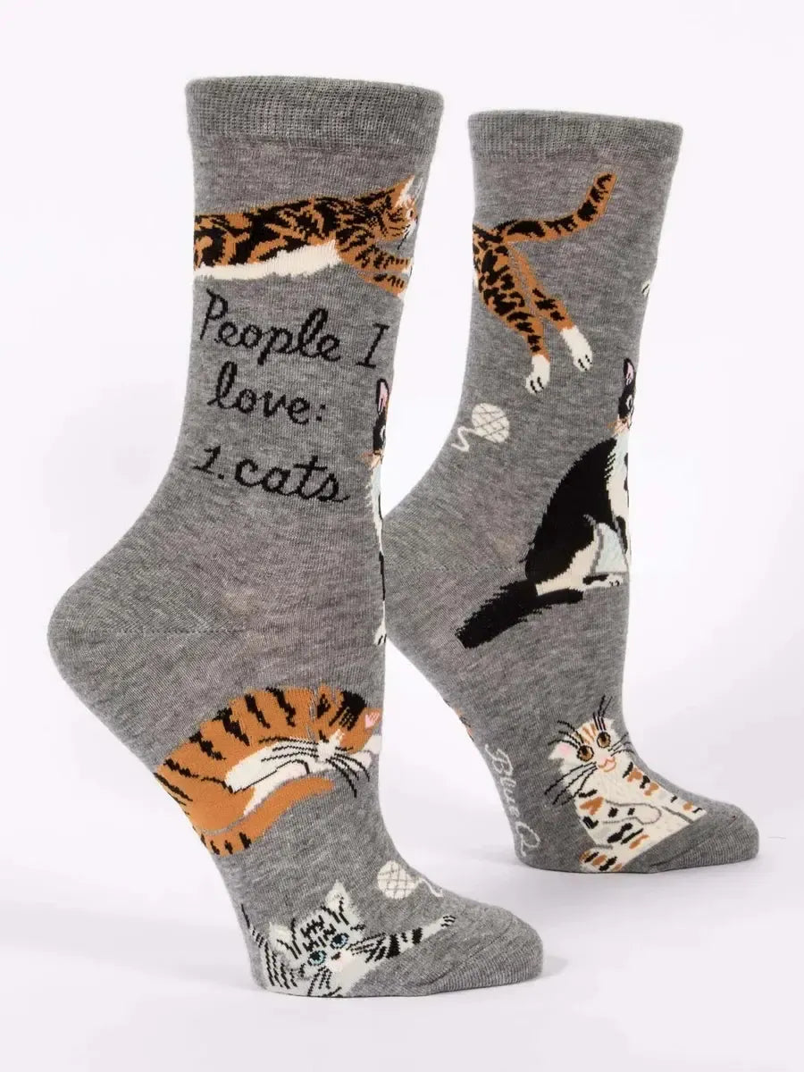 People I Love: Cats Women's Crew Socks-Fun & Games-Blue Q-The Bay Room