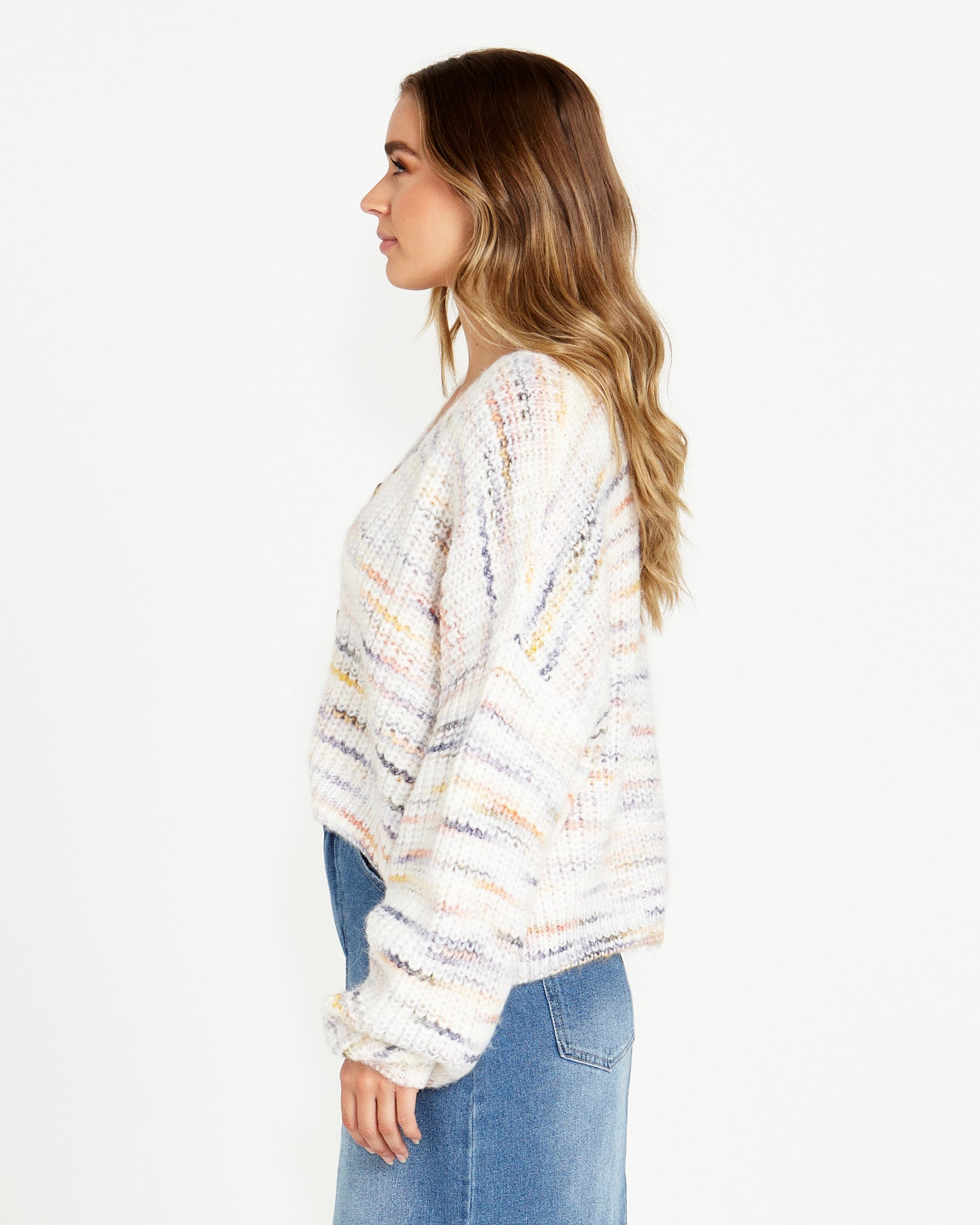 Pepper Space Cardi - Rainbow Marle-Knitwear & Jumpers-SASS-The Bay Room