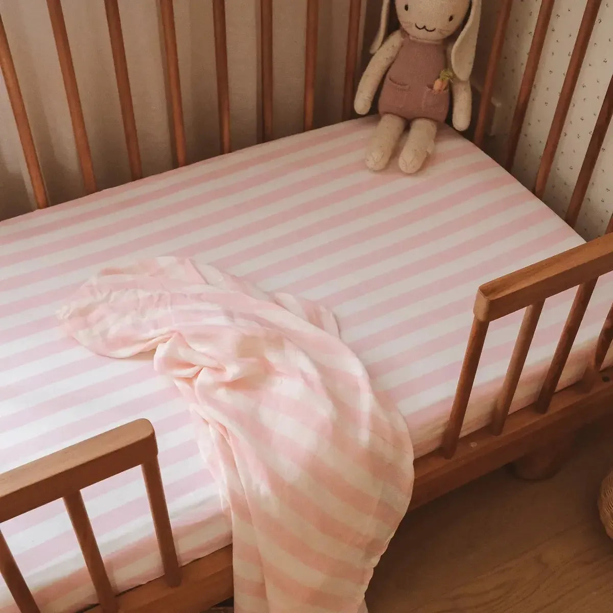 Petal Stripe Organic Fitted Cot Sheet-Nursery & Nurture-Fox & Fallow-The Bay Room