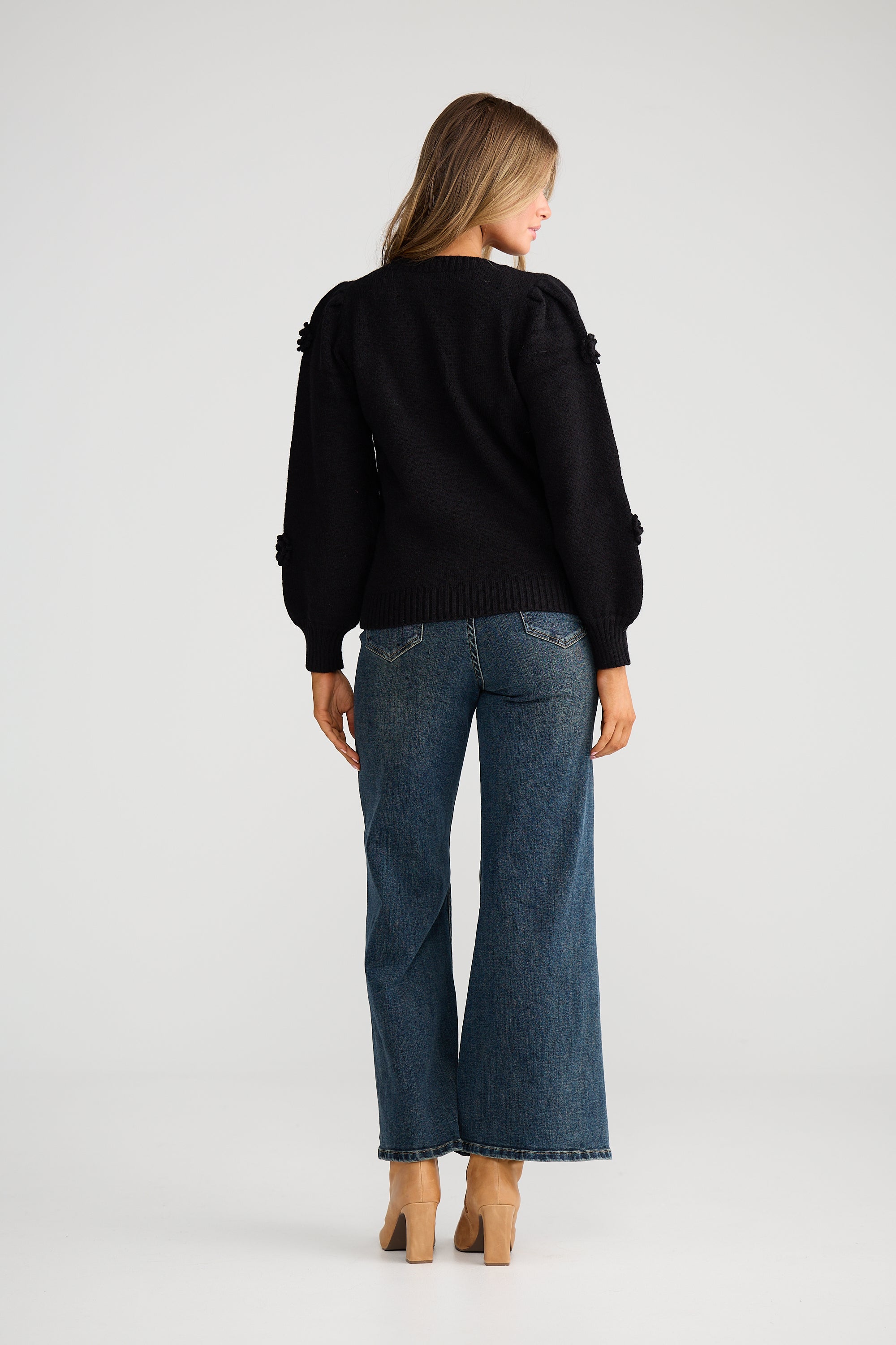 Petals Knit - Black-Knitwear & Jumpers-Talisman-The Bay Room