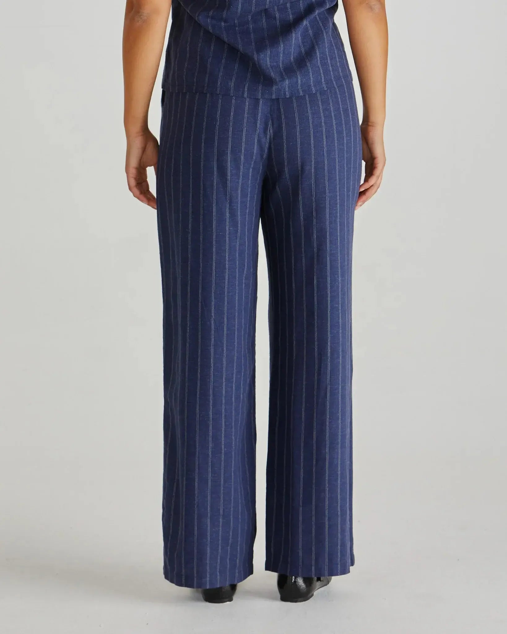Petra Pant - Navy Pinstripe-Pants-SASS-The Bay Room