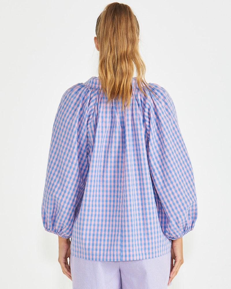 Phillipa Top - Blue/Pink Gingham-Tops-SASS-The Bay Room