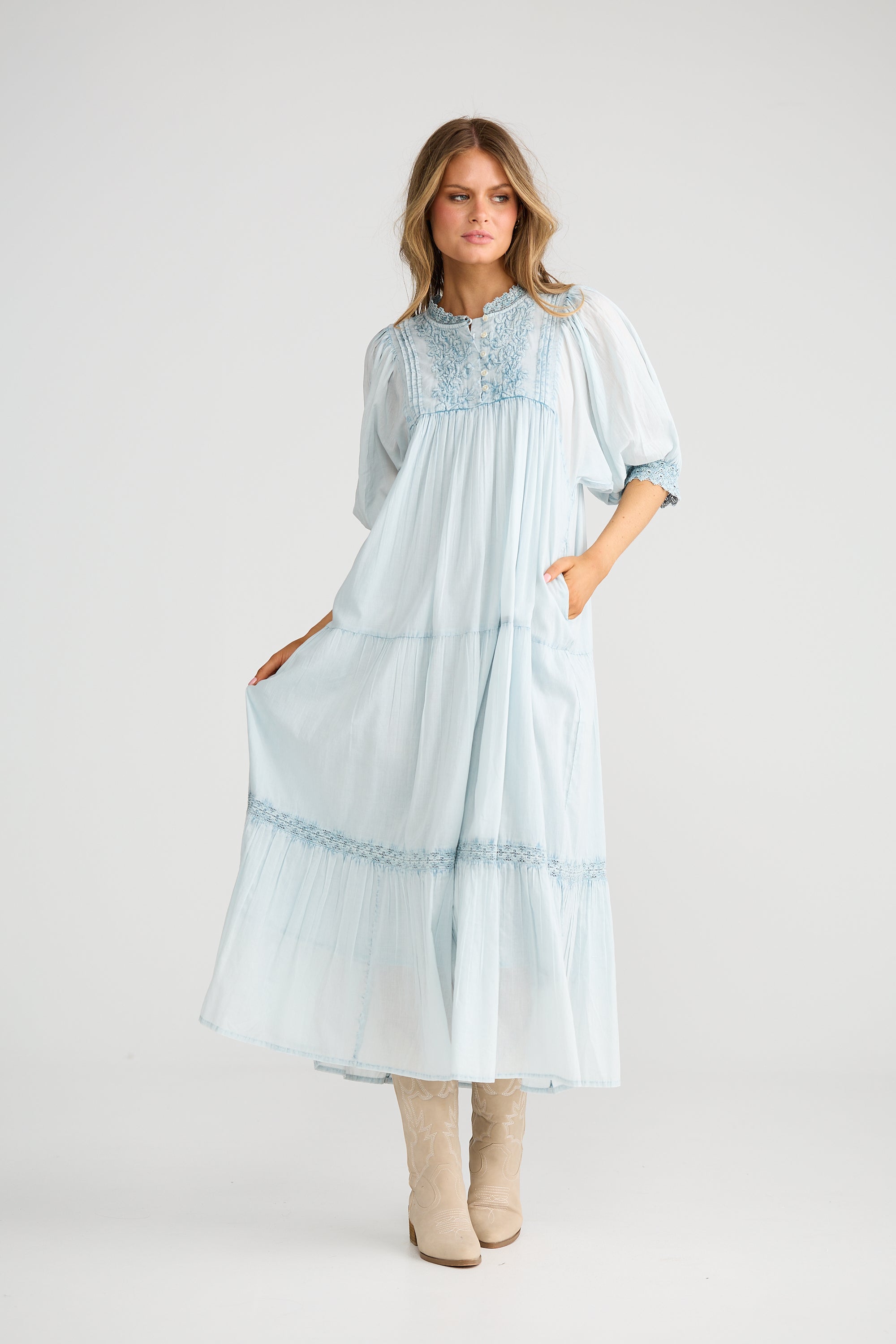 Phoebe Dress - Light Blue-Dresses-Talisman-The Bay Room