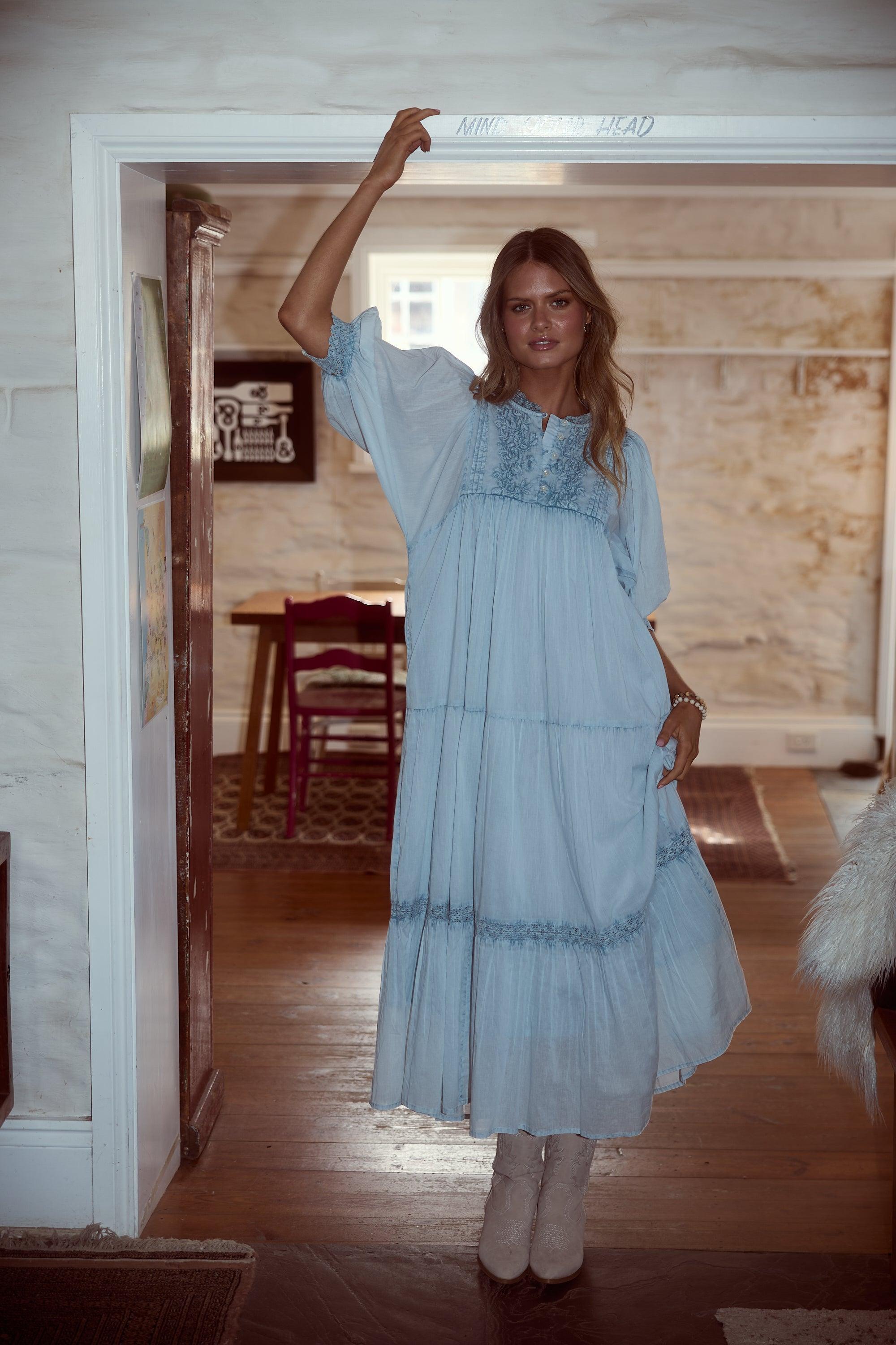 Phoebe Dress - Light Blue-Dresses-Talisman-The Bay Room