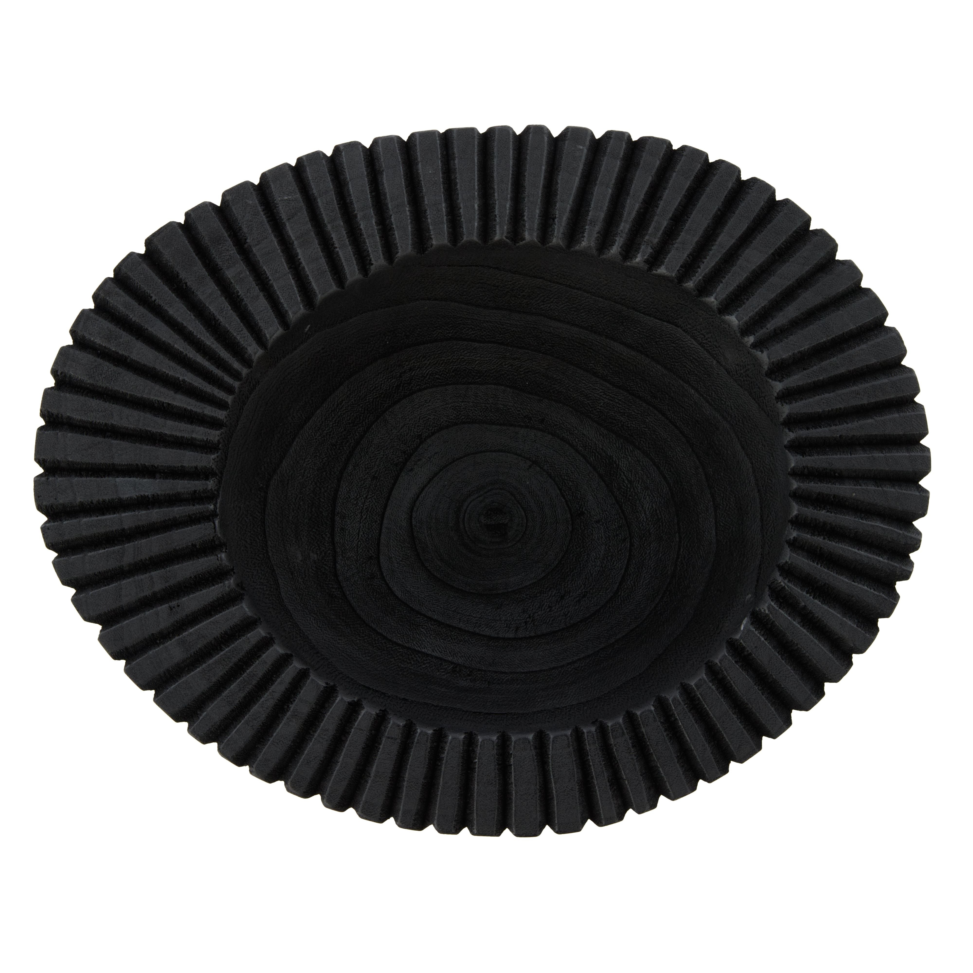 Picton Ribbed Timber Bowl 32x26x9cm Black-Decor Items-Amalfi-The Bay Room