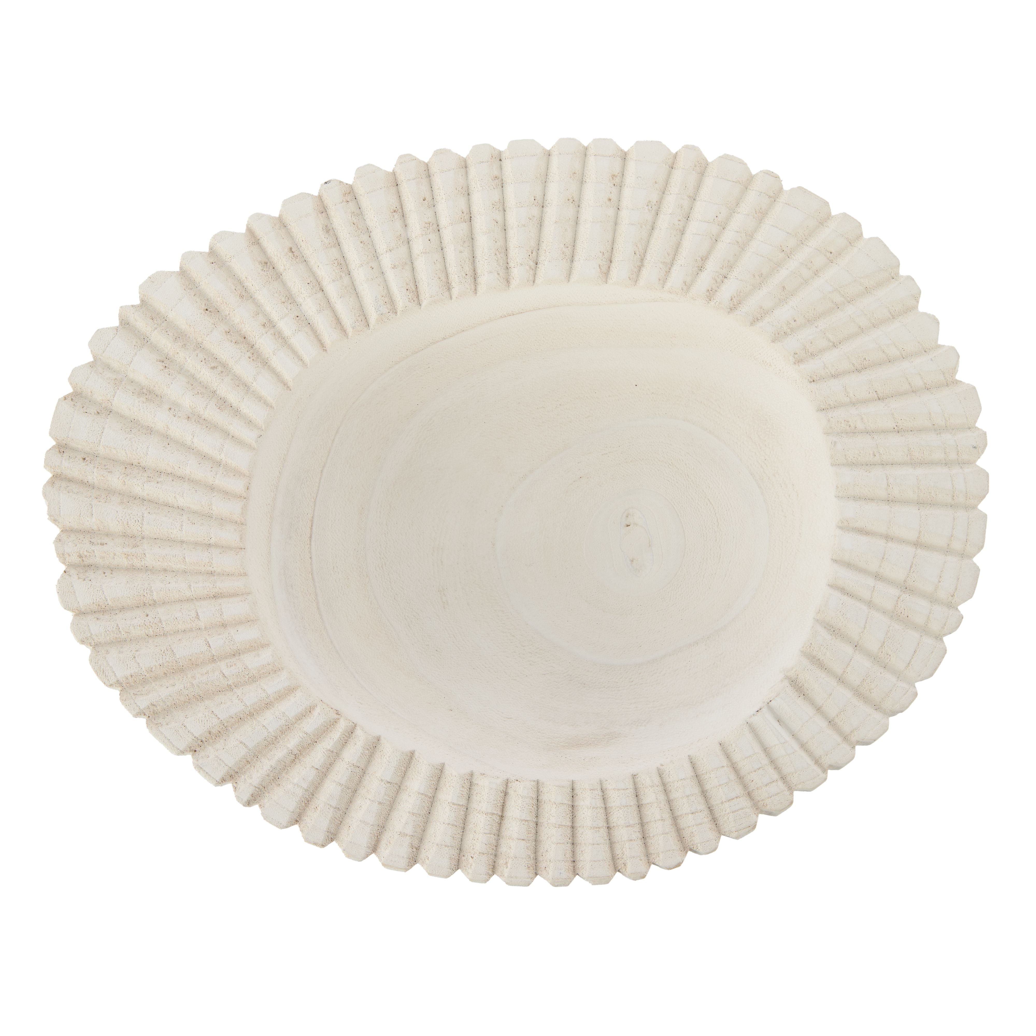 Picton Ribbed Timber Bowl 32x26x9cm White-Decor Items-Amalfi-The Bay Room