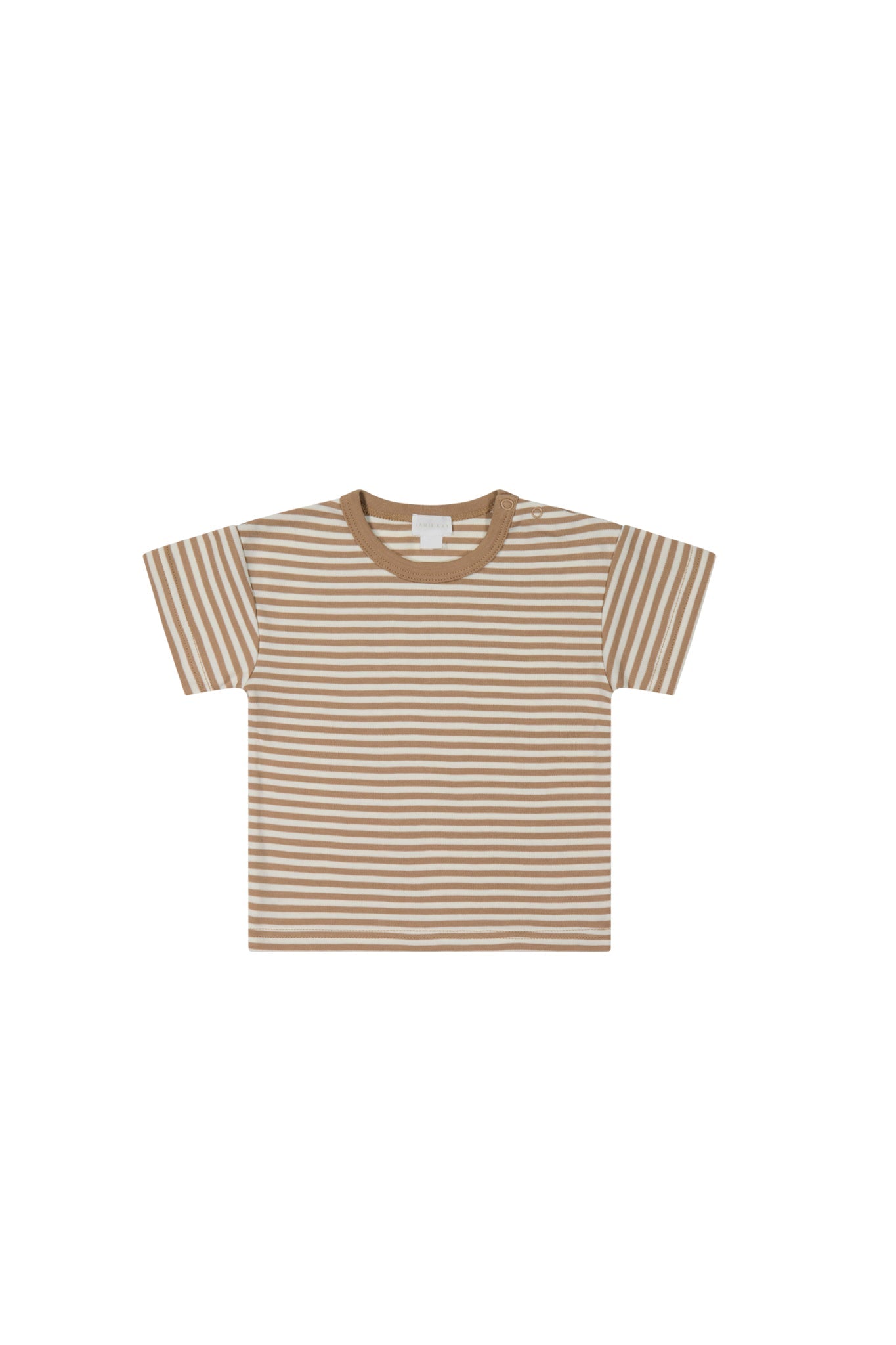 Pima Cotton Hunter Tee - Narrow Stripe Cafe Au Lait-Clothing & Accessories-Jamie Kay-The Bay Room