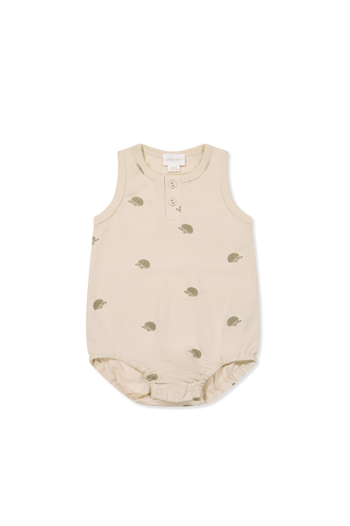 Pima Cotton Noah Playsuit - Henry Hedgehog Birch-Clothing & Accessories-Jamie Kay-The Bay Room