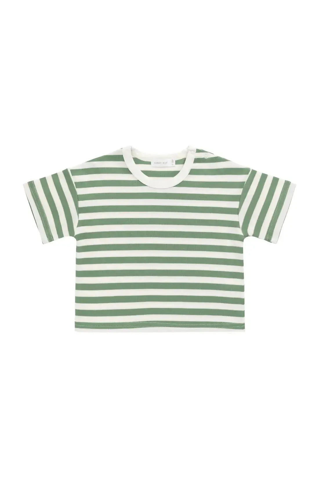 Pima Cotton Wesley Tee - Essential Stripe Parchment/Snow Pea-Clothing & Accessories-Jamie Kay-The Bay Room