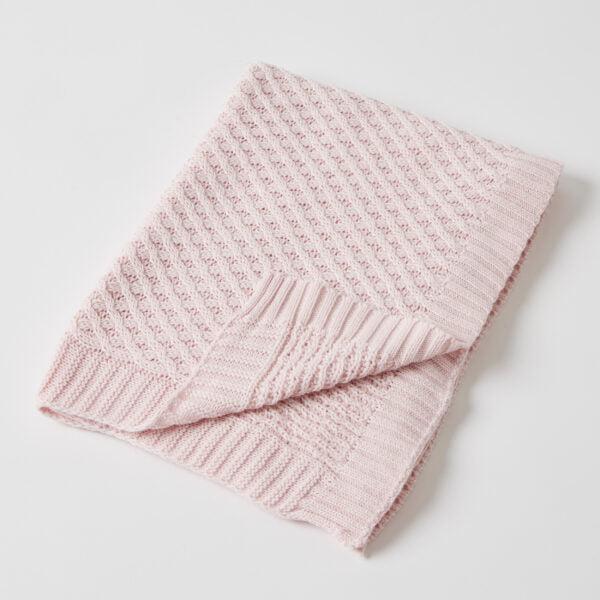 Pink Basket Weave Knit Blanket-Nursery & Nurture-Pilbeam Living-The Bay Room