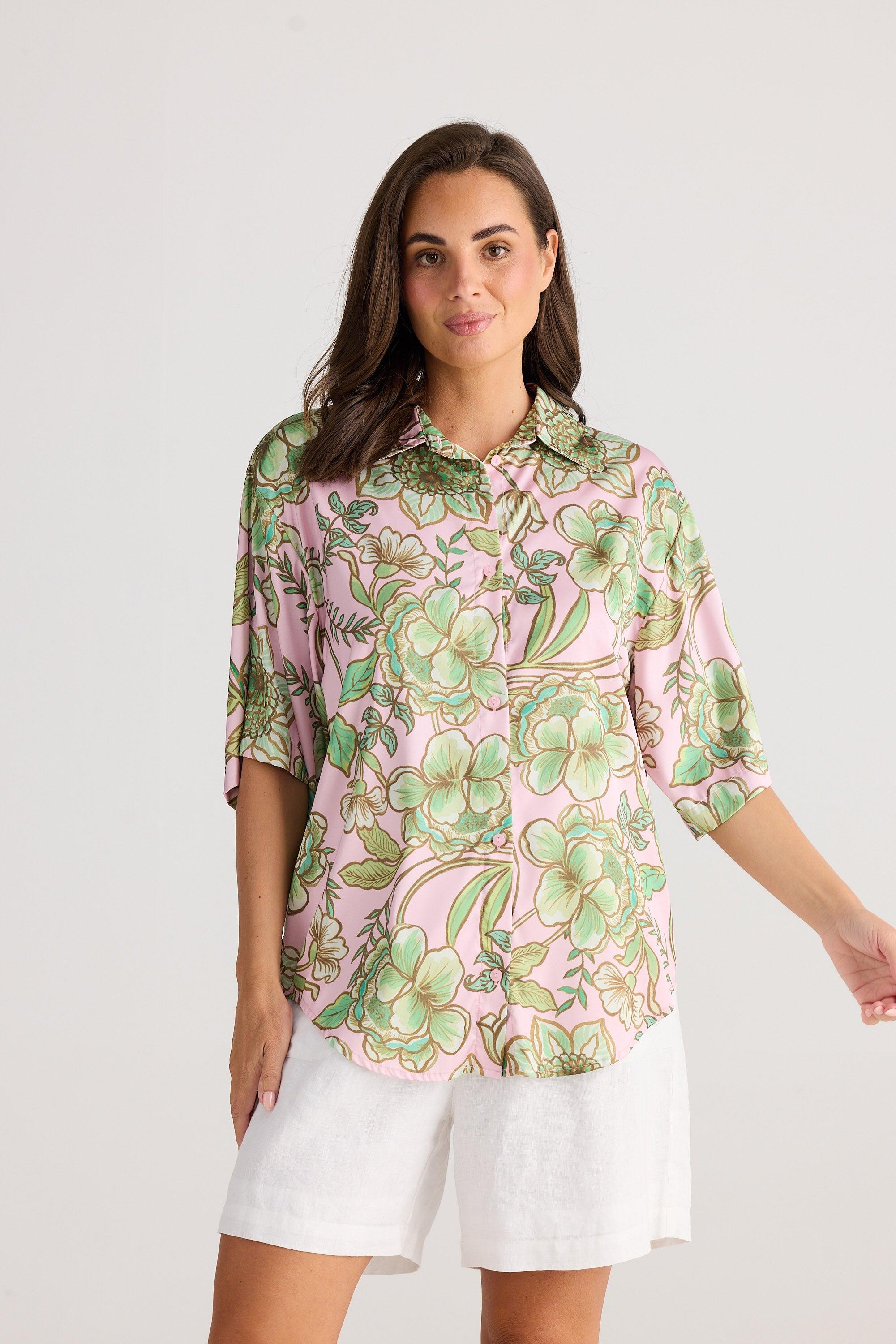 Playa Shirt - Columbian Floral-Tops-Holiday-The Bay Room