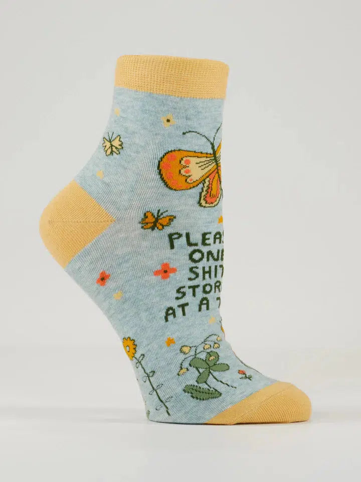 Please, One Shitstorm At A Time Women's Ankle Socks-Fun & Games-Blue Q-The Bay Room