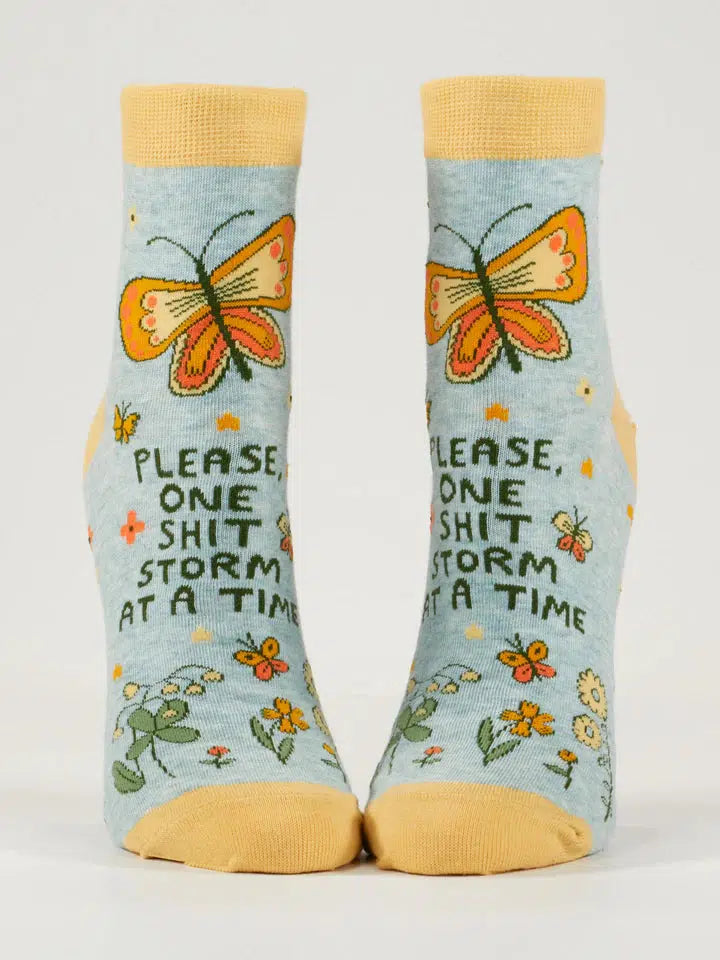 Please, One Shitstorm At A Time Women's Ankle Socks-Fun & Games-Blue Q-The Bay Room