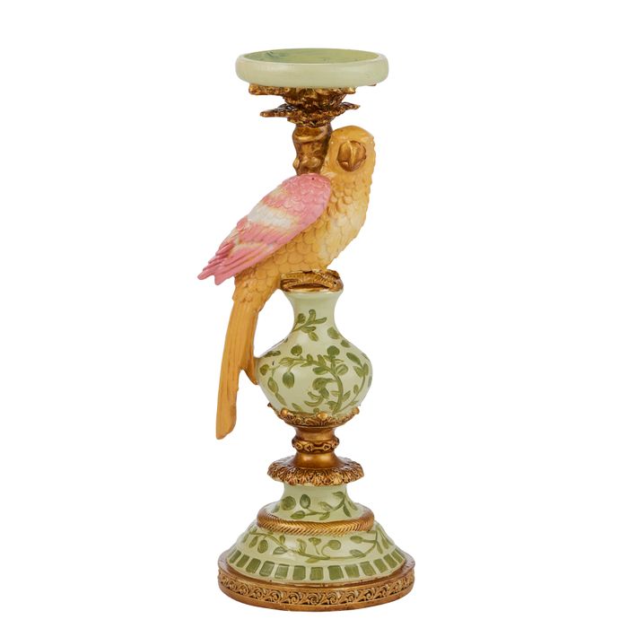 Polly Parrot Resin Candleholder 12x32cm Pink-Candles & Fragrances-Coast To Coast Home-The Bay Room