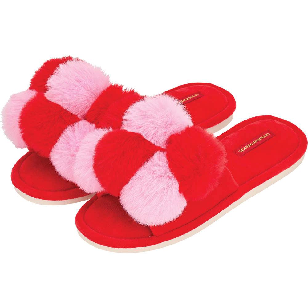 Pom Pom Slipper - Cosy Luxe - Checker Cherry-Sleepwear & Robes-Annabel Trends-The Bay Room