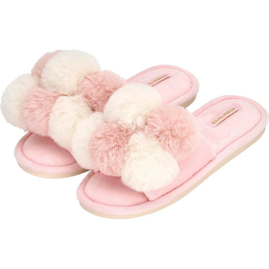 Pom Pom Slipper - Cosy Luxe - Checker Pink-Sleepwear & Robes-Annabel Trends-The Bay Room