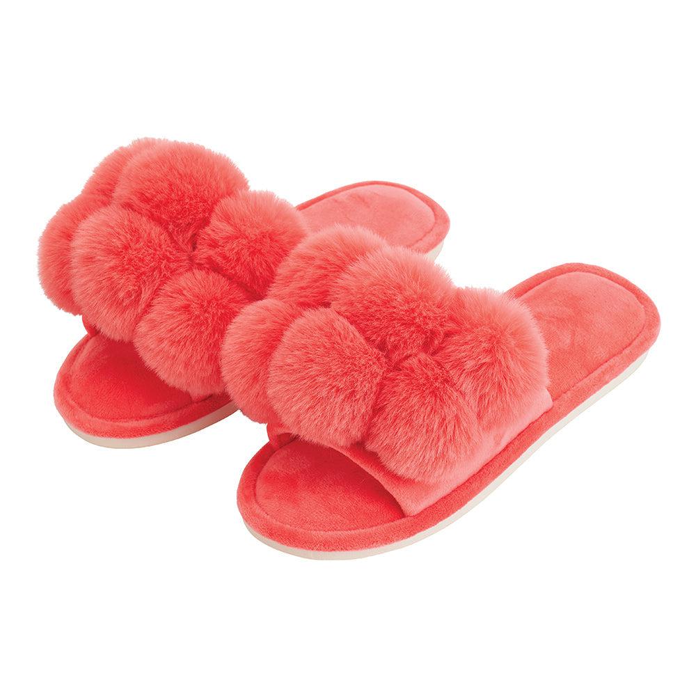 Pom Pom Slippers – Cosy Luxe – Melon-Sleepwear & Robes-Annabel Trends-The Bay Room
