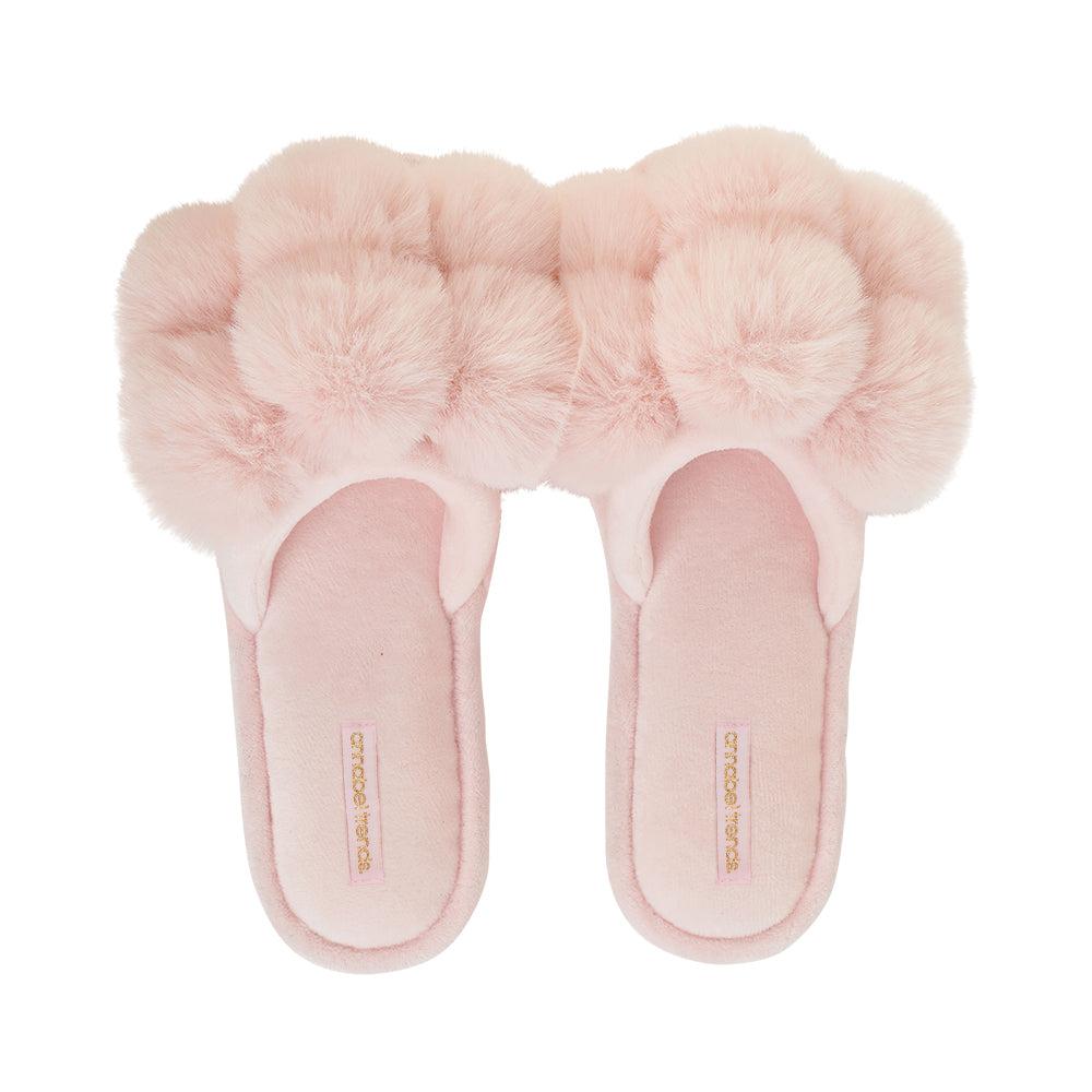 Pom Pom Slippers – Cosy Luxe – Pink Quartz-Sleepwear & Robes-Annabel Trends-The Bay Room