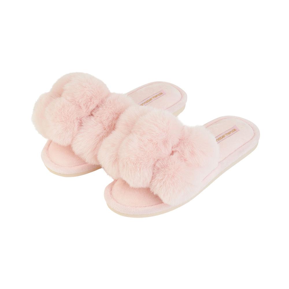 Pom Pom Slippers – Cosy Luxe – Pink Quartz-Sleepwear & Robes-Annabel Trends-The Bay Room